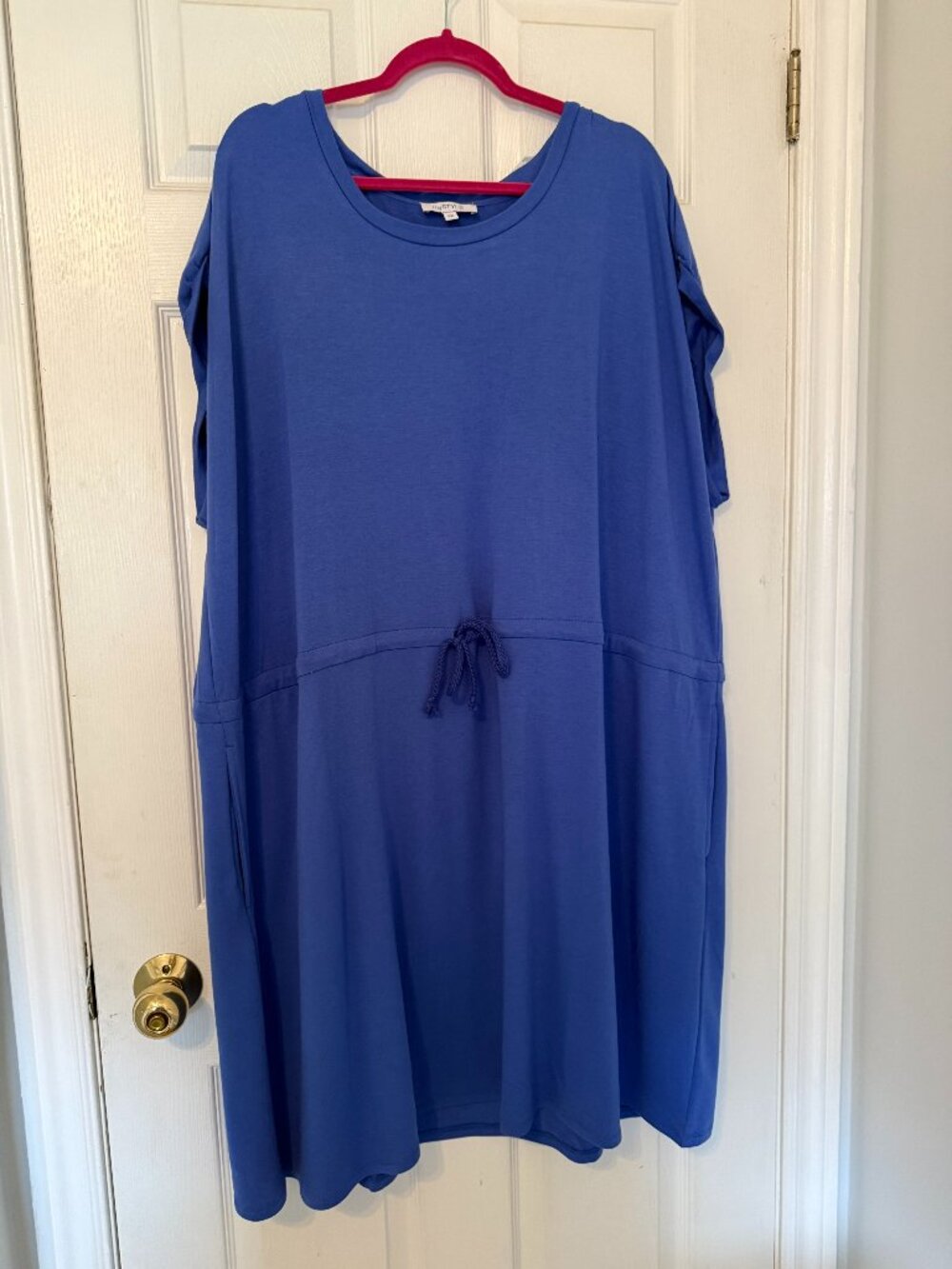 mySTYLE Plus Size 3X Blue Casual Drawstring Dress